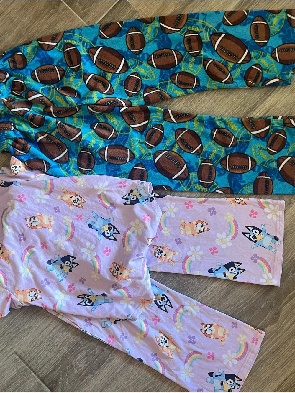 Kids 2-Piece Pajama Set - Blue Football Pants & Light Purple Cartoon Dog Top